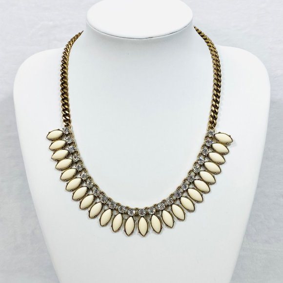 J. Crew Ivory Color Satement Necklace w/Rhinestones - 18" + 2.5" - Picture 1 of 8